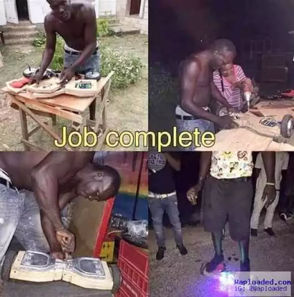 Unbelievable True!!!! Nigerian Man Builds a Working One-of-a-Kind Hoverboard [Photos]
